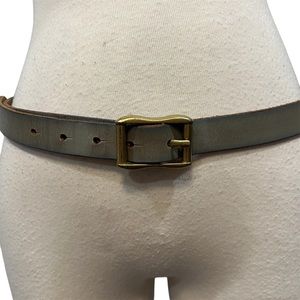 GAP Grey Genuine Leather Skinny Belt with Brushed Gold Buckle (S)